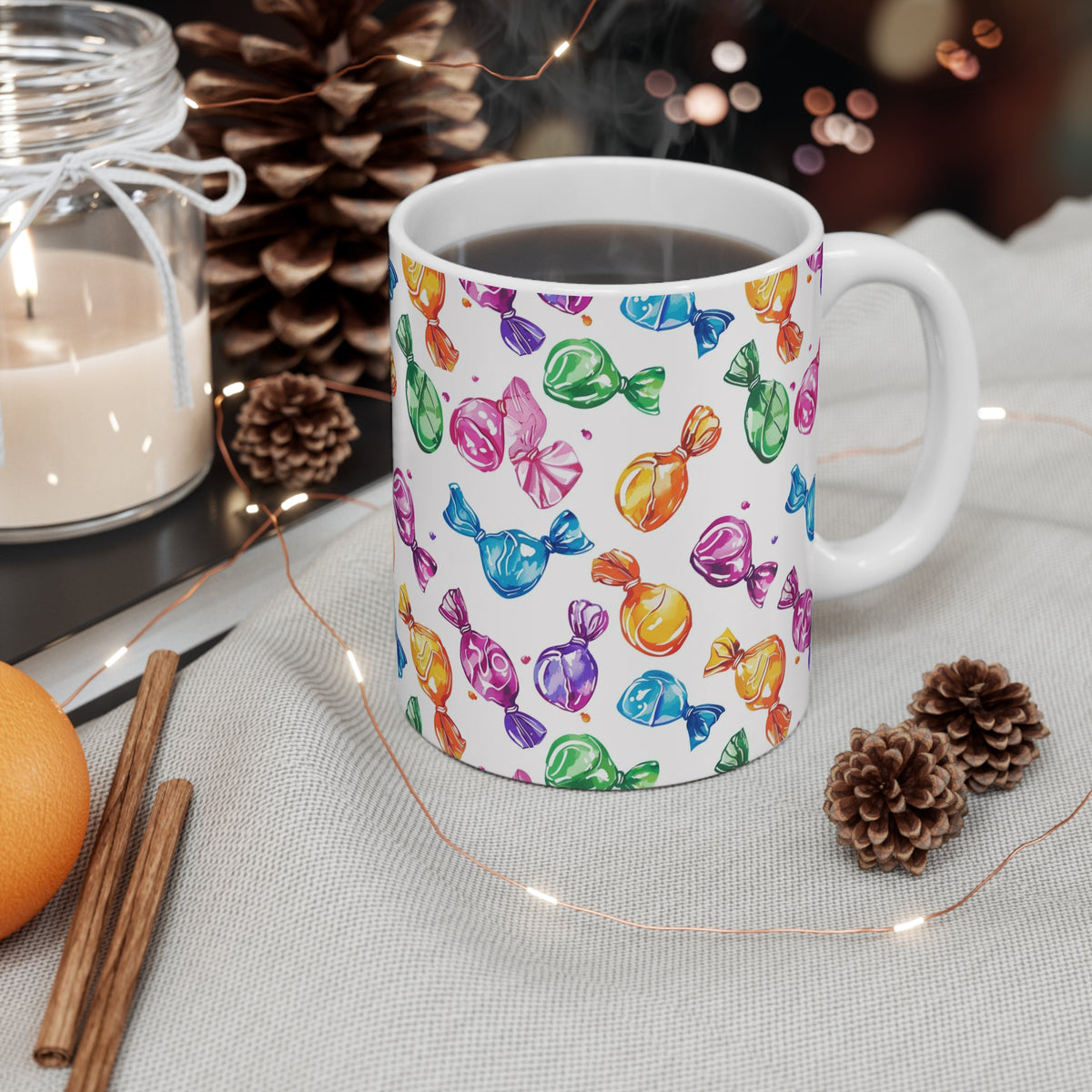 Colorful All-Over Candy Theme Coffee Mug Fun Ceramic Drinkware 377