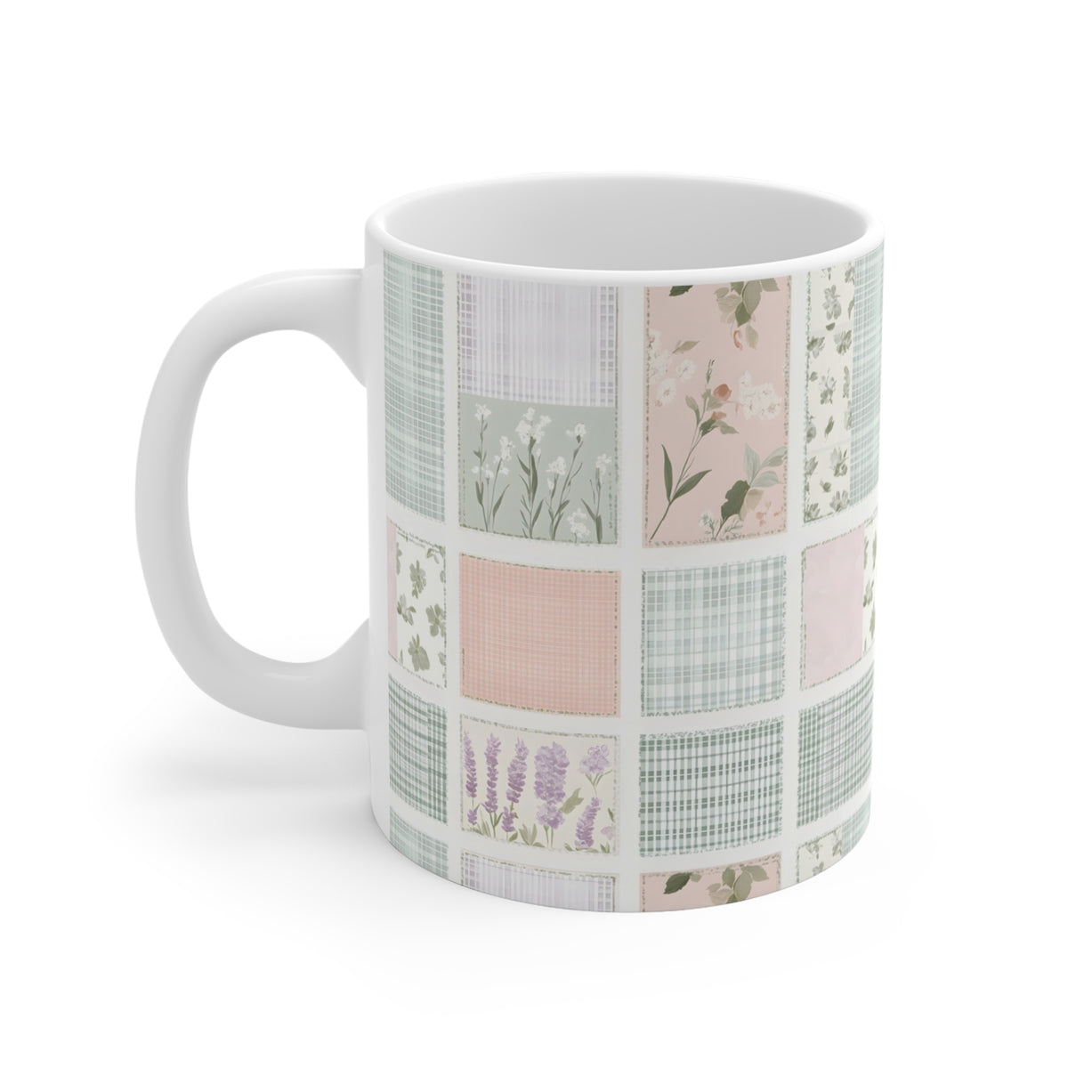 Farmhouse Patchwork Pastel Pattern Coffee Cup  (12)