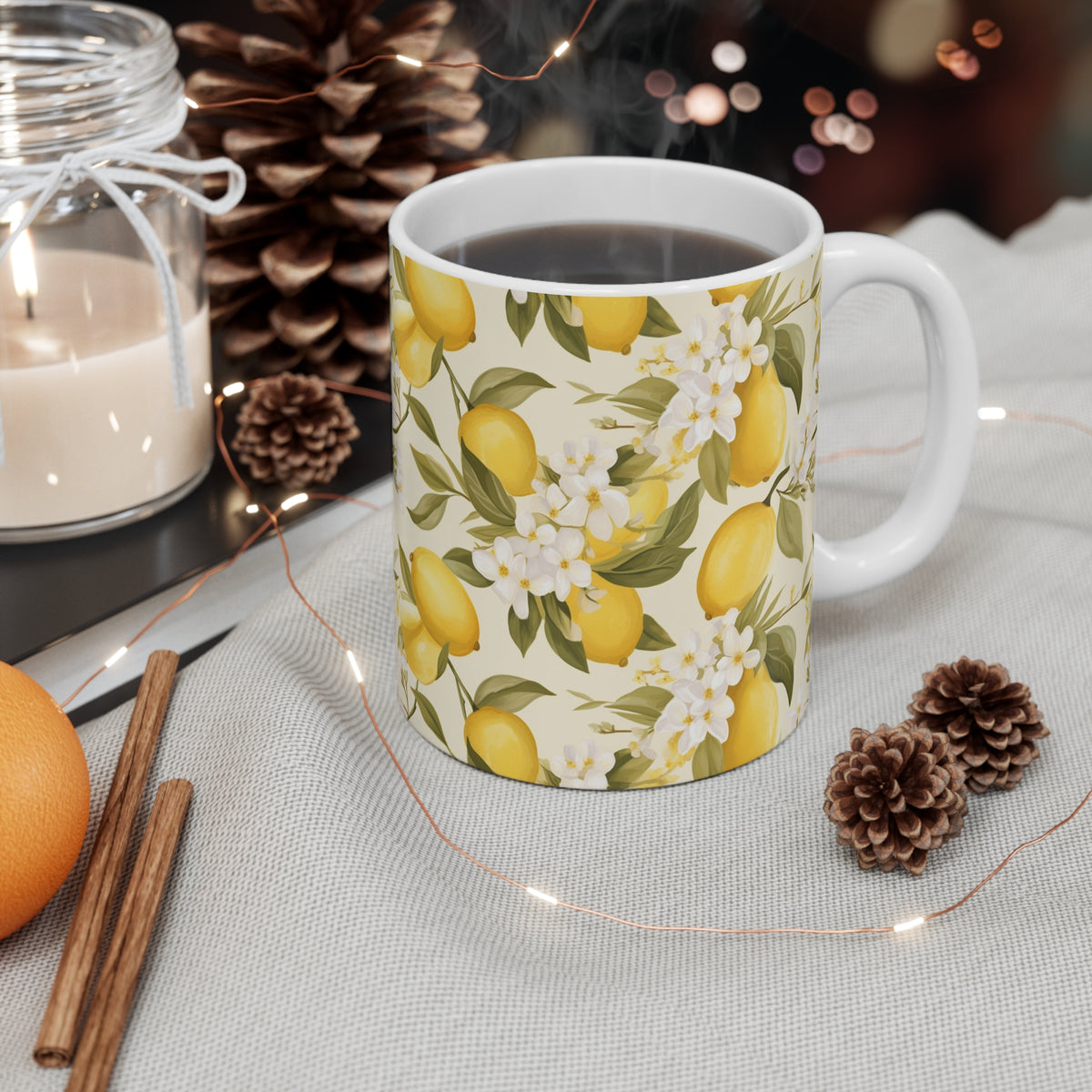 Vibrant Infinite Fruit Pattern Coffee Mug - Unique Ceramic Drinkware 837