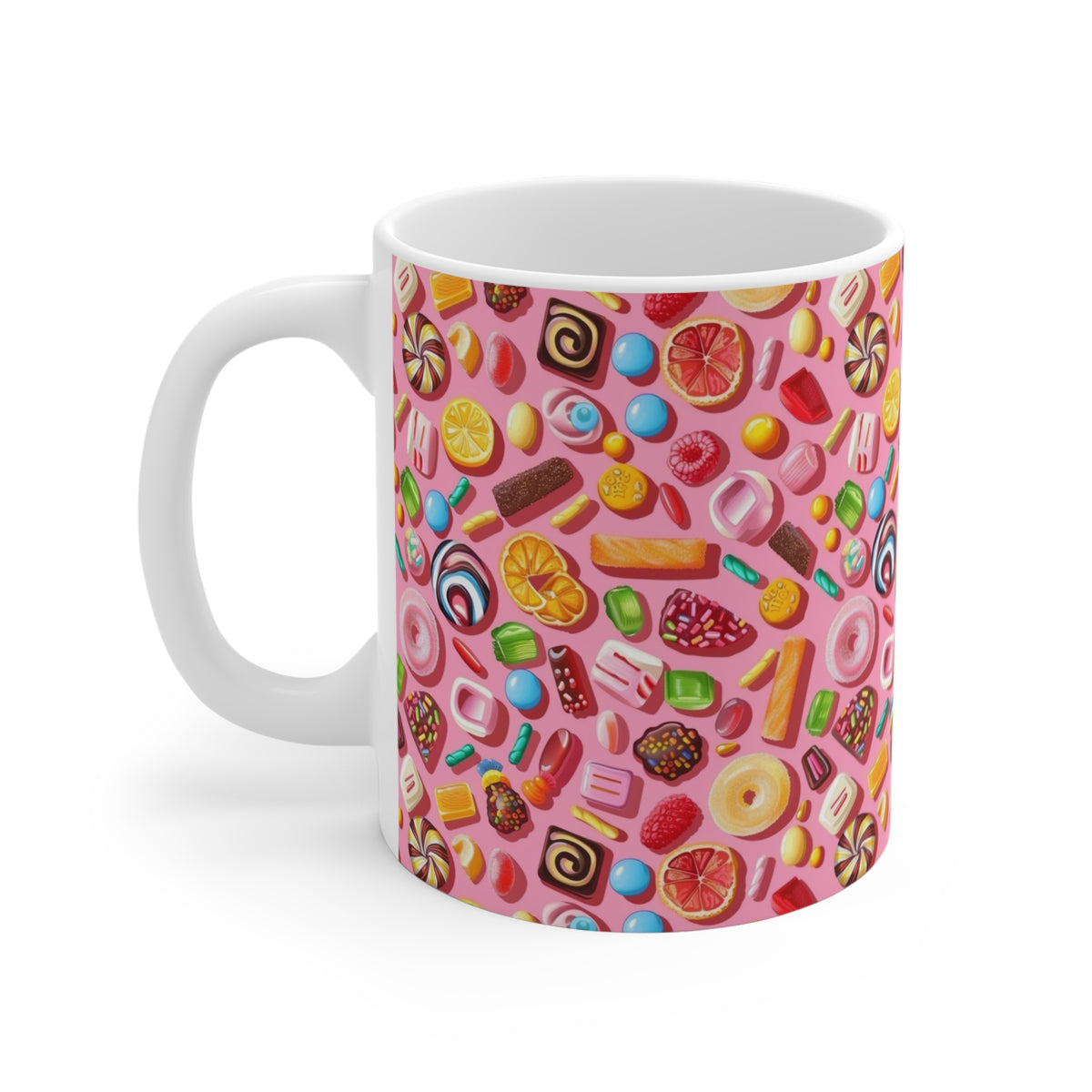 Colorful All-Over Candy Theme Coffee Mug Fun Ceramic Drinkware 382