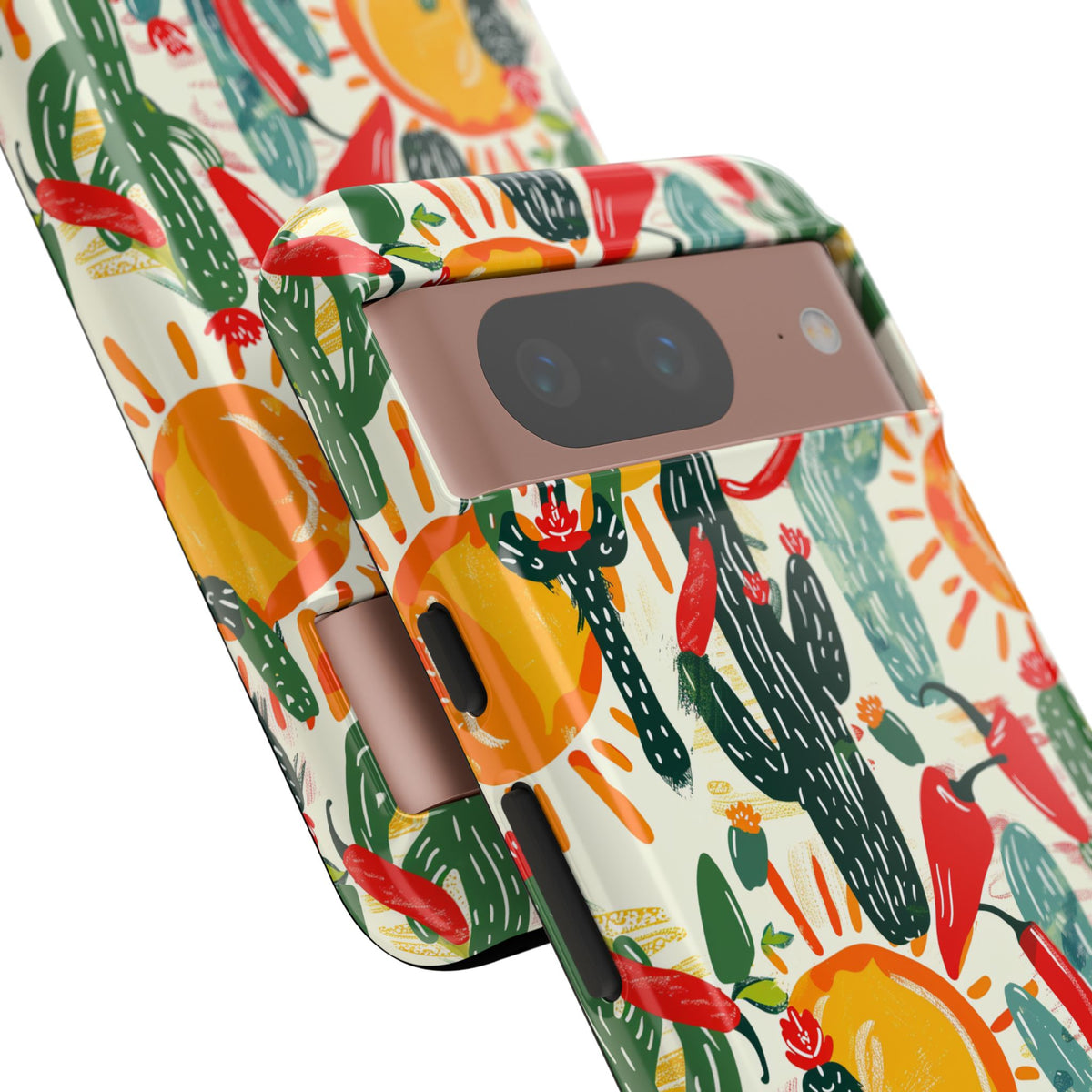 Cactuses, Peppers & Sun Pattern Phone Case – Vibrant Summer Design for Stylish Protection 2