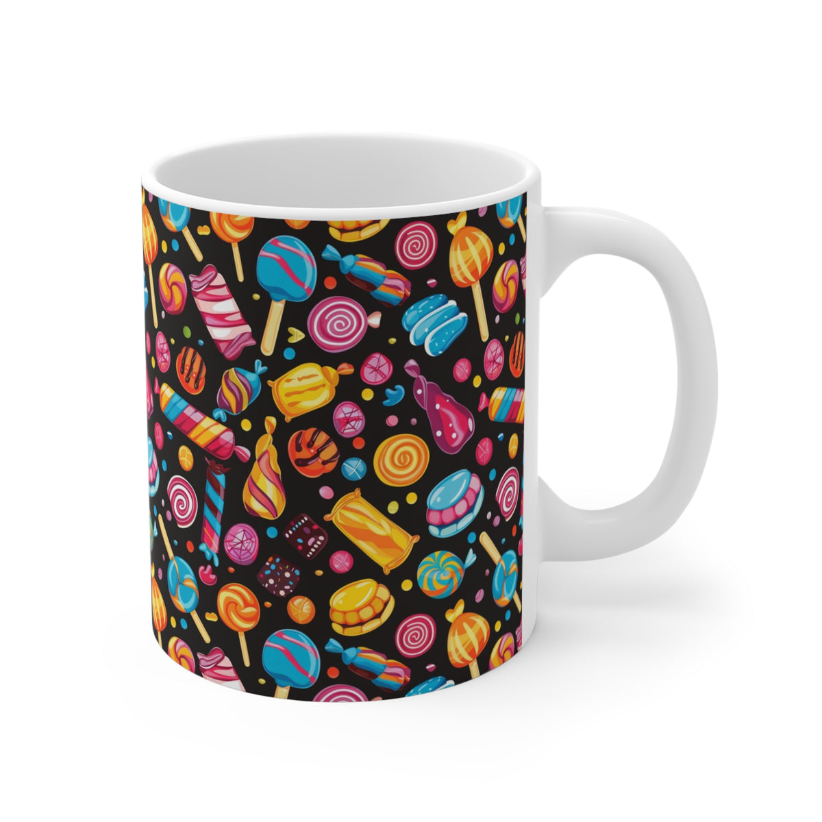 Colorful All-Over Candy Theme Coffee Mug Fun Ceramic Drinkware 086