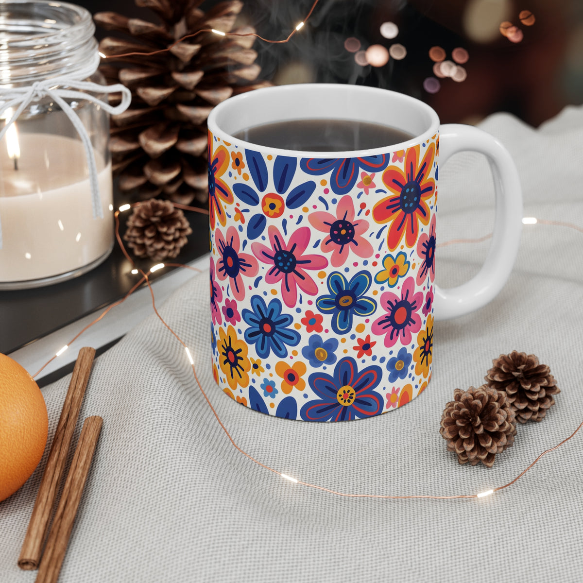 Funky Groovy Boho Flowers Coffee Mug – Bold and Colorful Drinkware  (15)