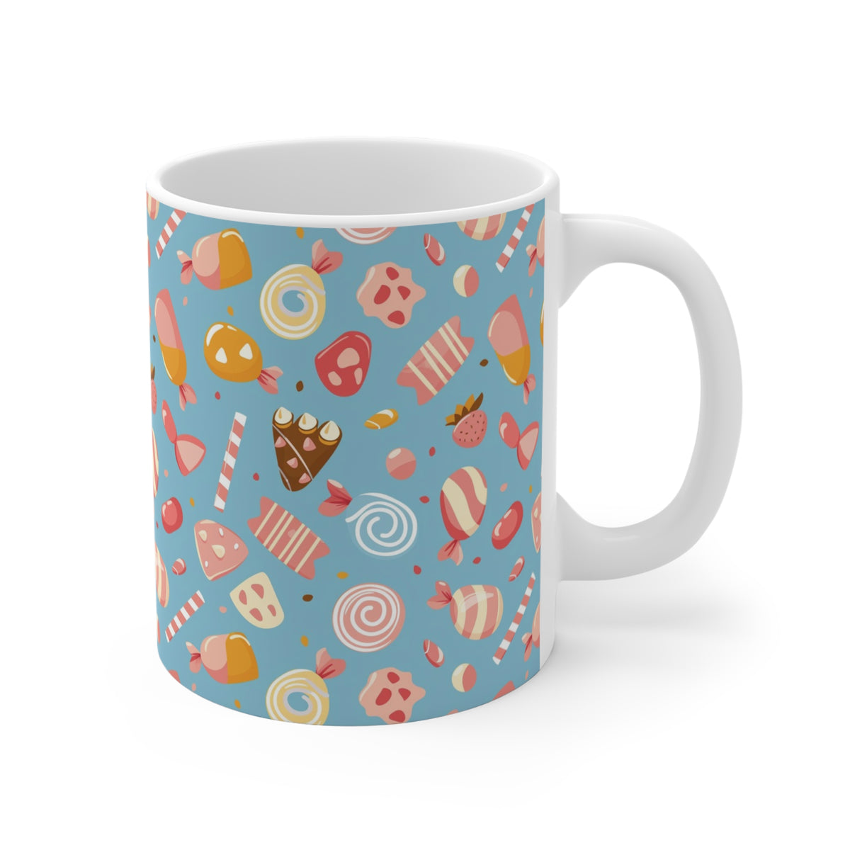 Colorful All-Over Candy Theme Coffee Mug Fun Ceramic Drinkware 217