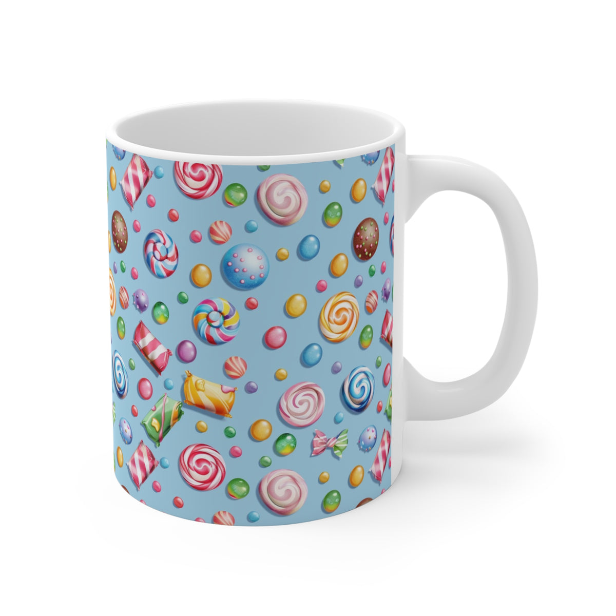 Colorful All-Over Candy Theme Coffee Mug Fun Ceramic Drinkware 431