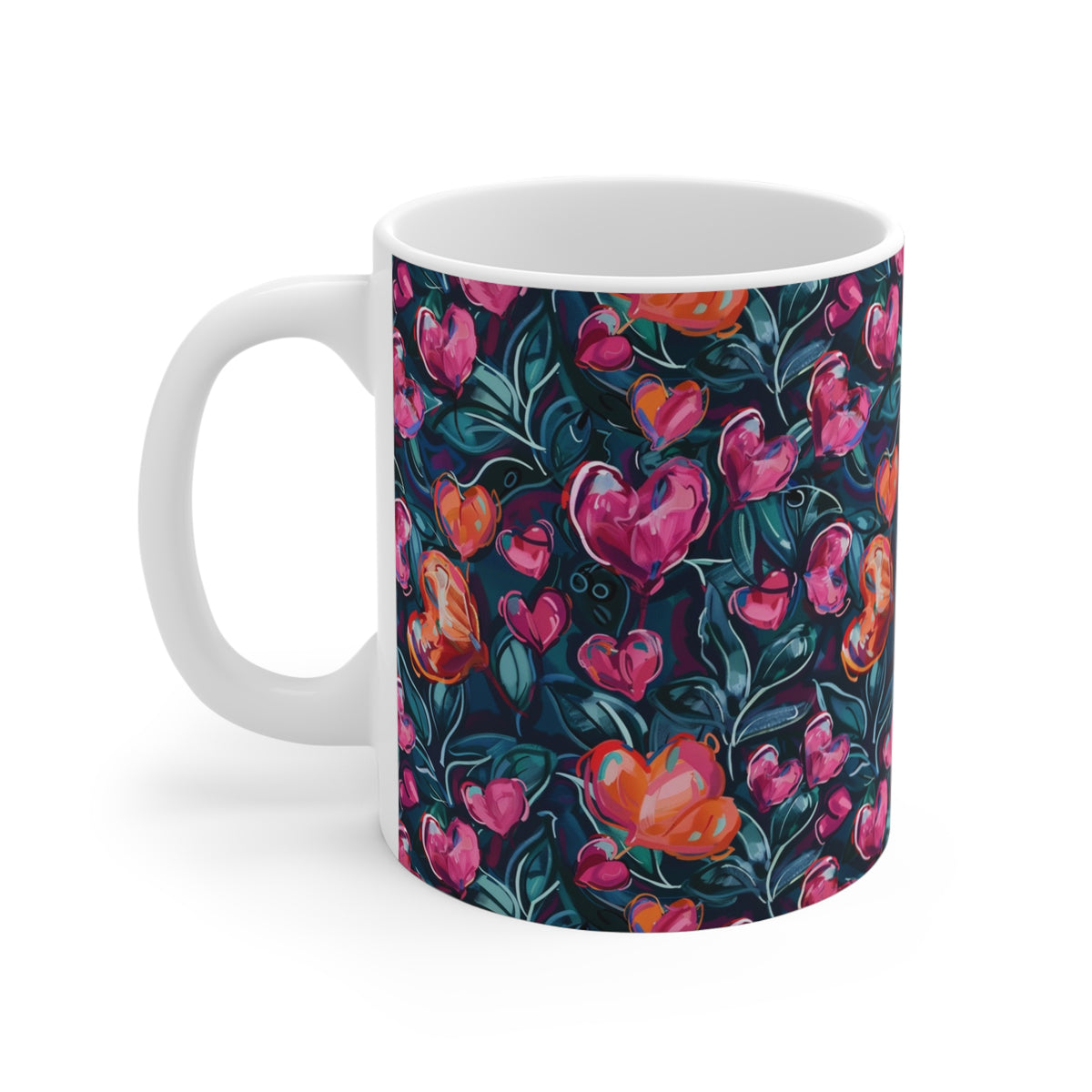 Colorful Heart Design Coffee Mug - Endless Love Pattern Ceramic Cup 341