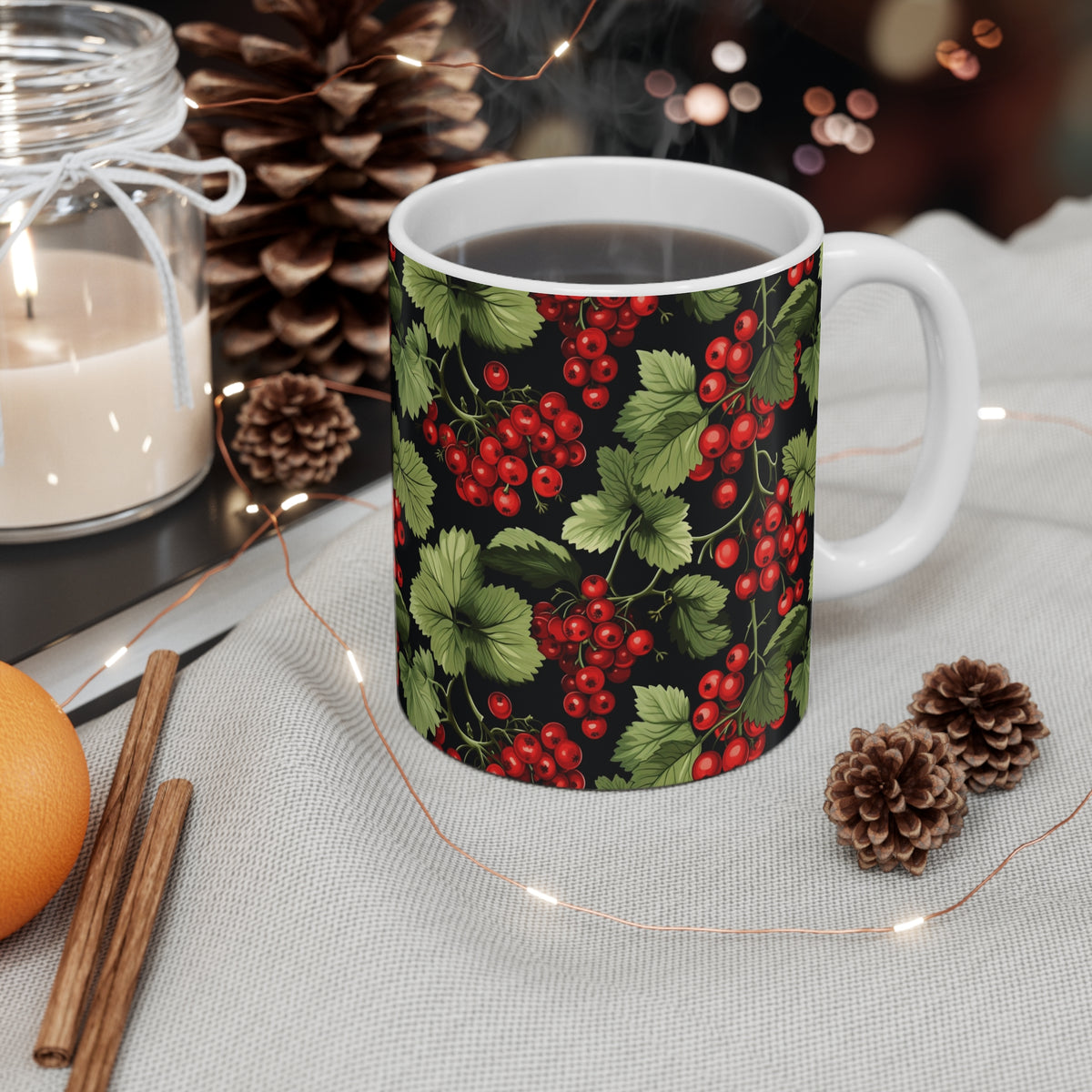 Vibrant Infinite Fruit Pattern Coffee Mug - Unique Ceramic Drinkware 1040
