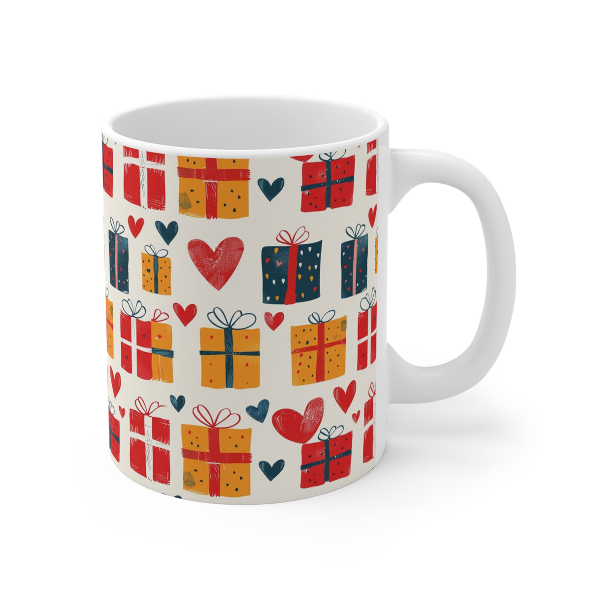 Colorful Heart Design Coffee Mug - Endless Love Pattern Ceramic Cup 210