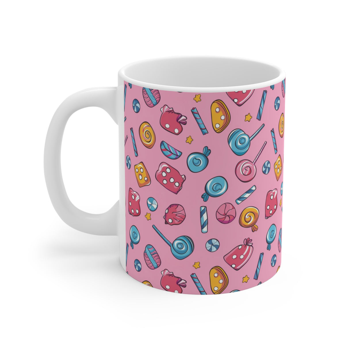 Colorful All-Over Candy Theme Coffee Mug Fun Ceramic Drinkware 424