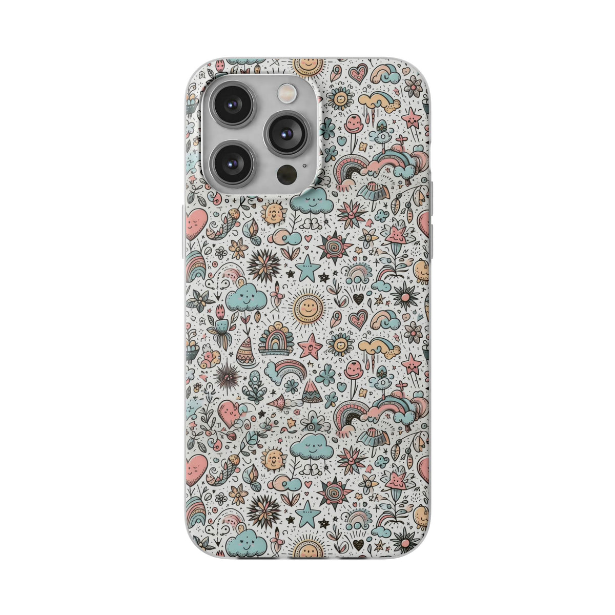 Pastel Doodle Pattern Phone Case – A Playful Touch of Elegance