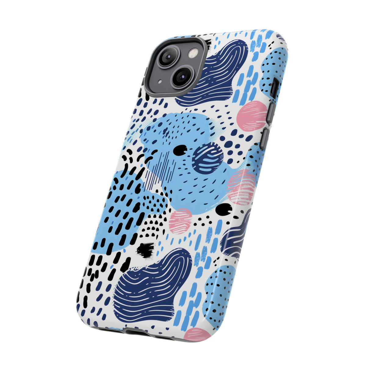 Abstract Baby Blue Memphis Design Phone Case – Sleek and Contemporary Artistry 3