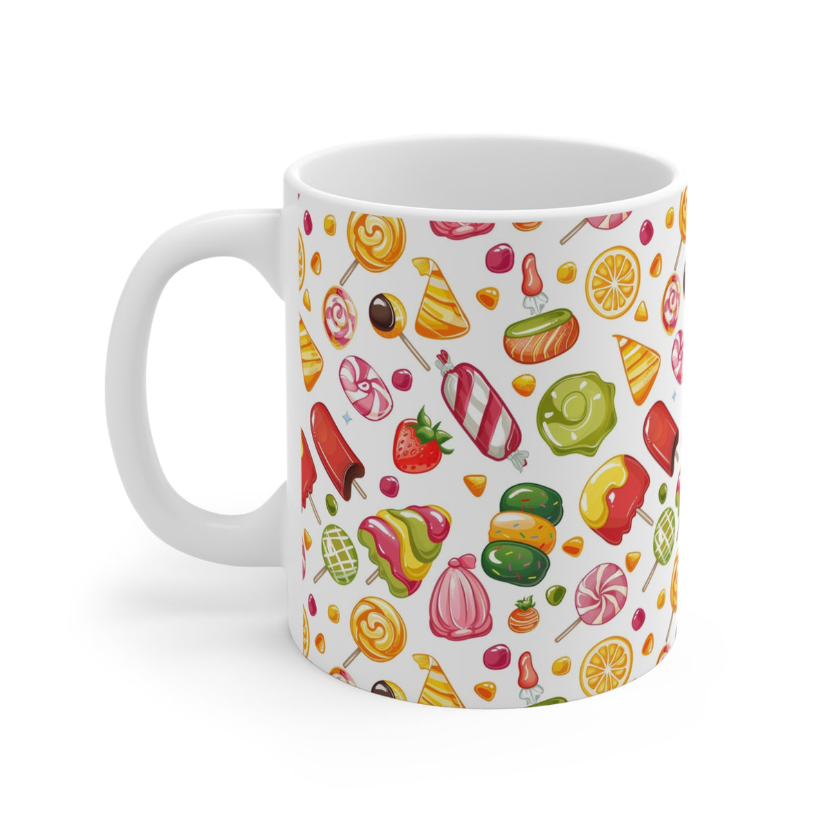 Colorful All-Over Candy Theme Coffee Mug Fun Ceramic Drinkware 360