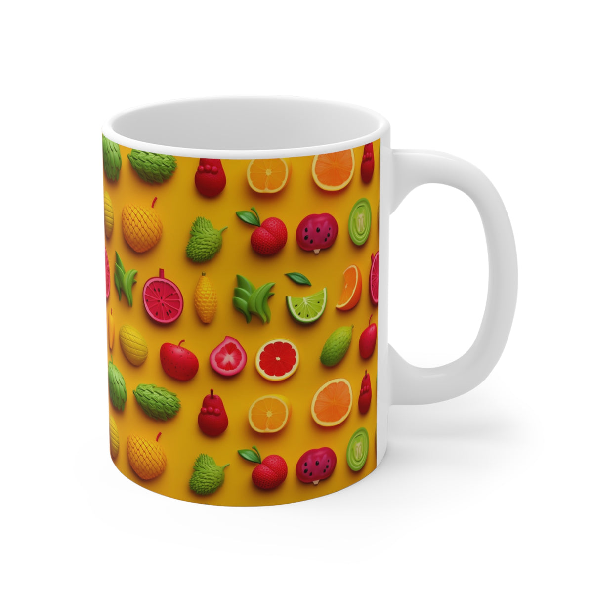 Vibrant Infinite Fruit Pattern Coffee Mug - Unique Ceramic Drinkware 822