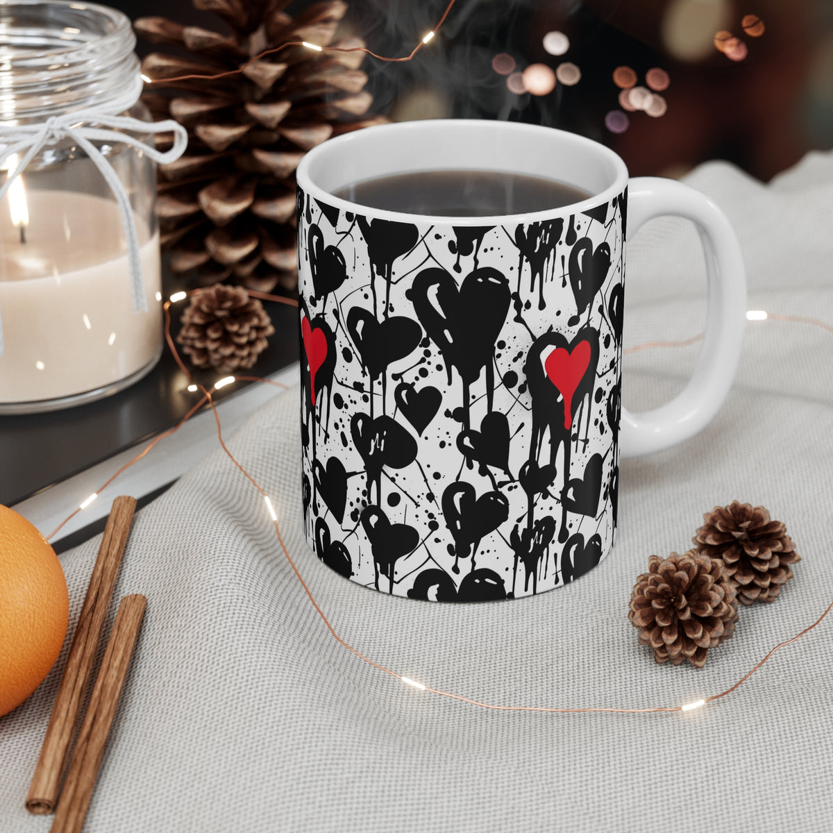 Colorful Heart Design Coffee Mug - Endless Love Pattern Ceramic Cup 214
