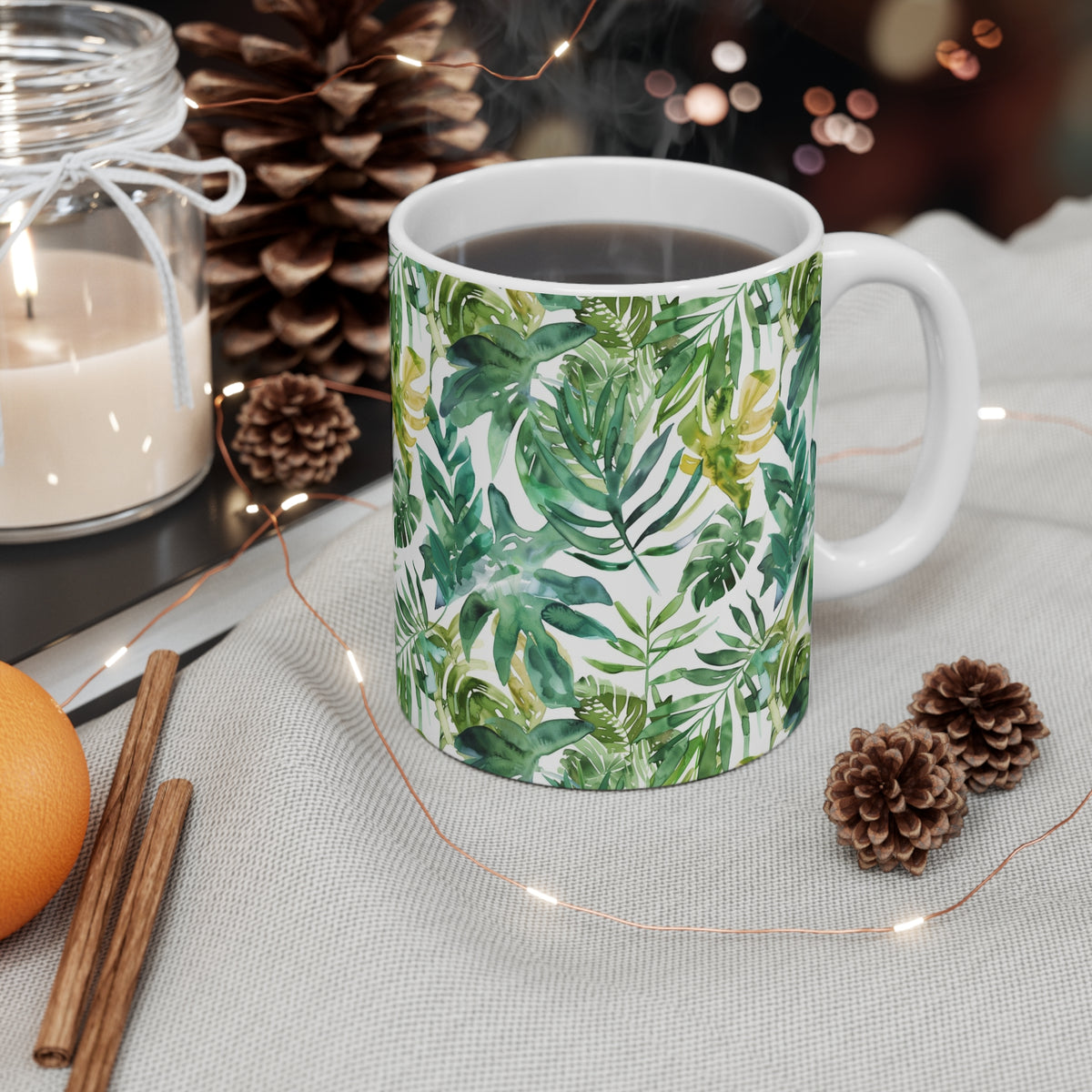Endless Forest Pattern Coffee Mug - Nature-Inspired Ceramic Drinkware 218
