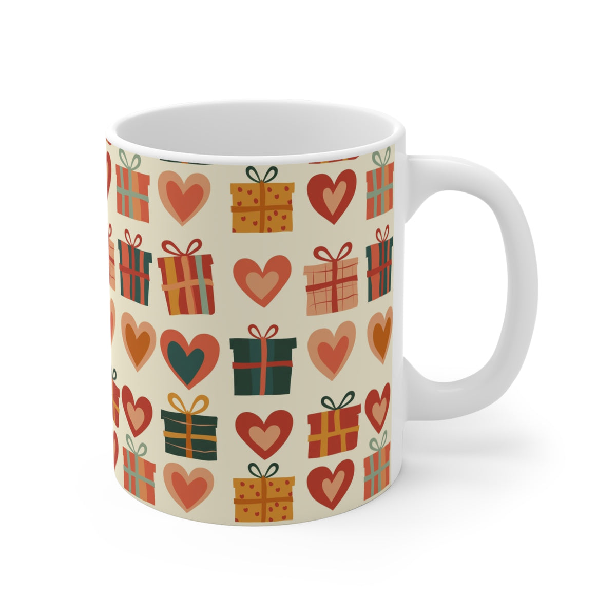 Colorful Heart Design Coffee Mug - Endless Love Pattern Ceramic Cup 451