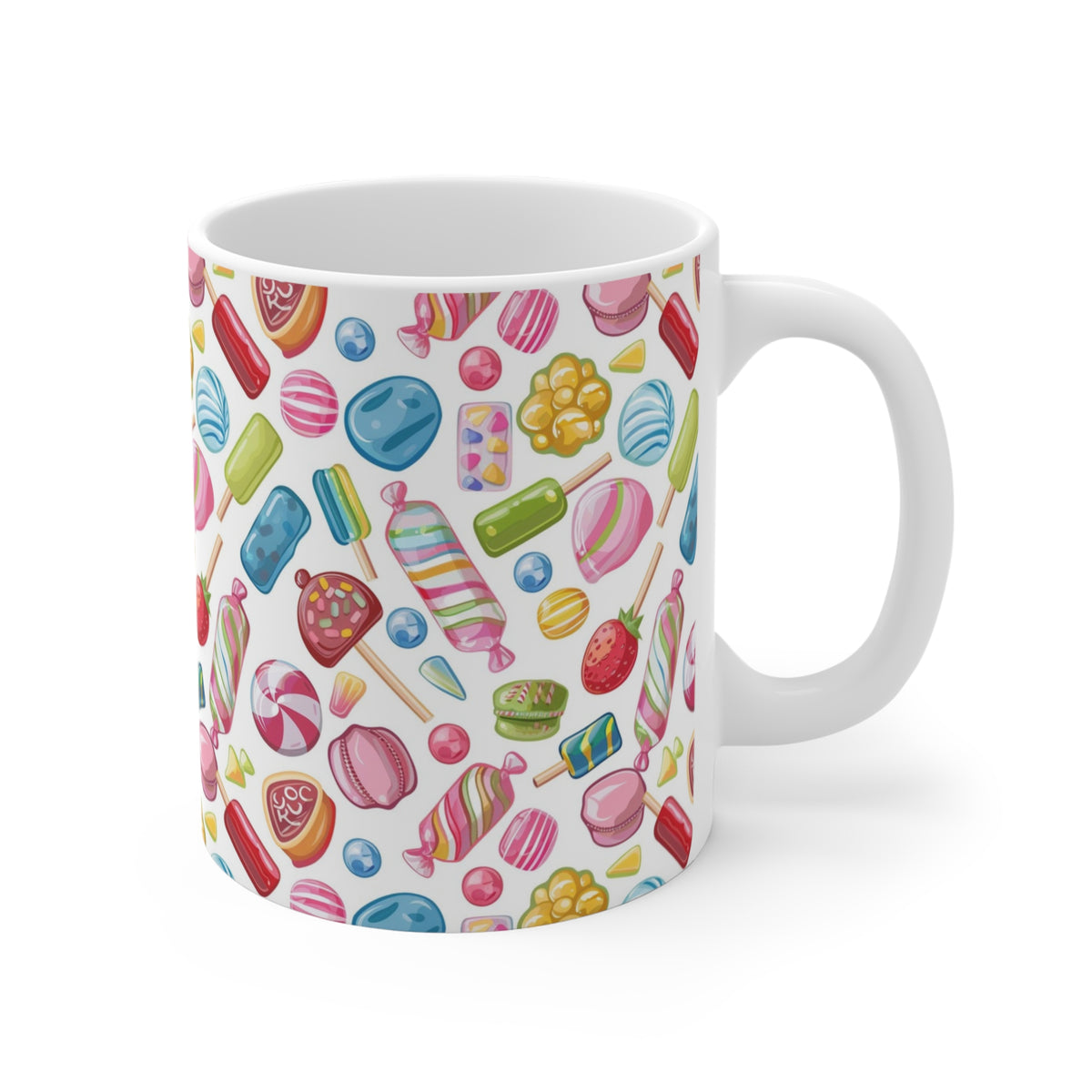 Colorful All-Over Candy Theme Coffee Mug Fun Ceramic Drinkware 487