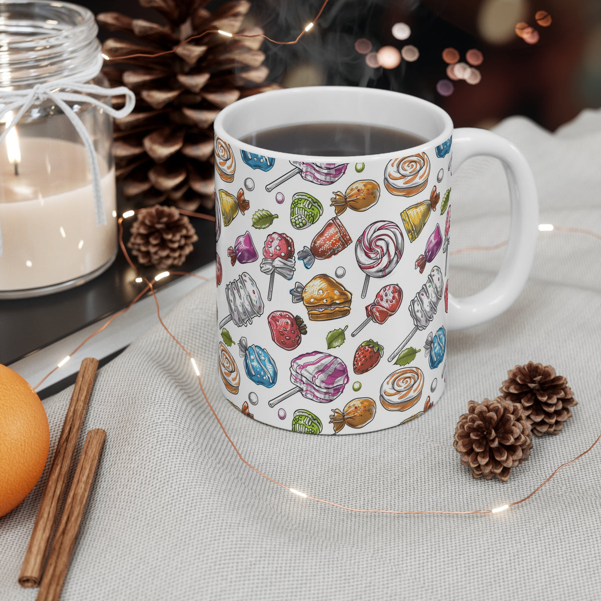 Colorful All-Over Candy Theme Coffee Mug Fun Ceramic Drinkware 215