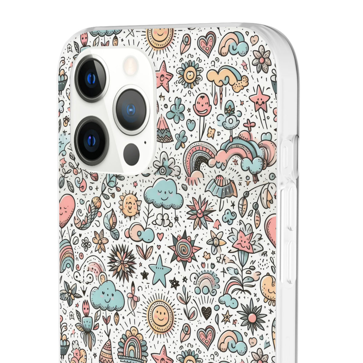 Pastel Doodle Pattern Phone Case – A Playful Touch of Elegance