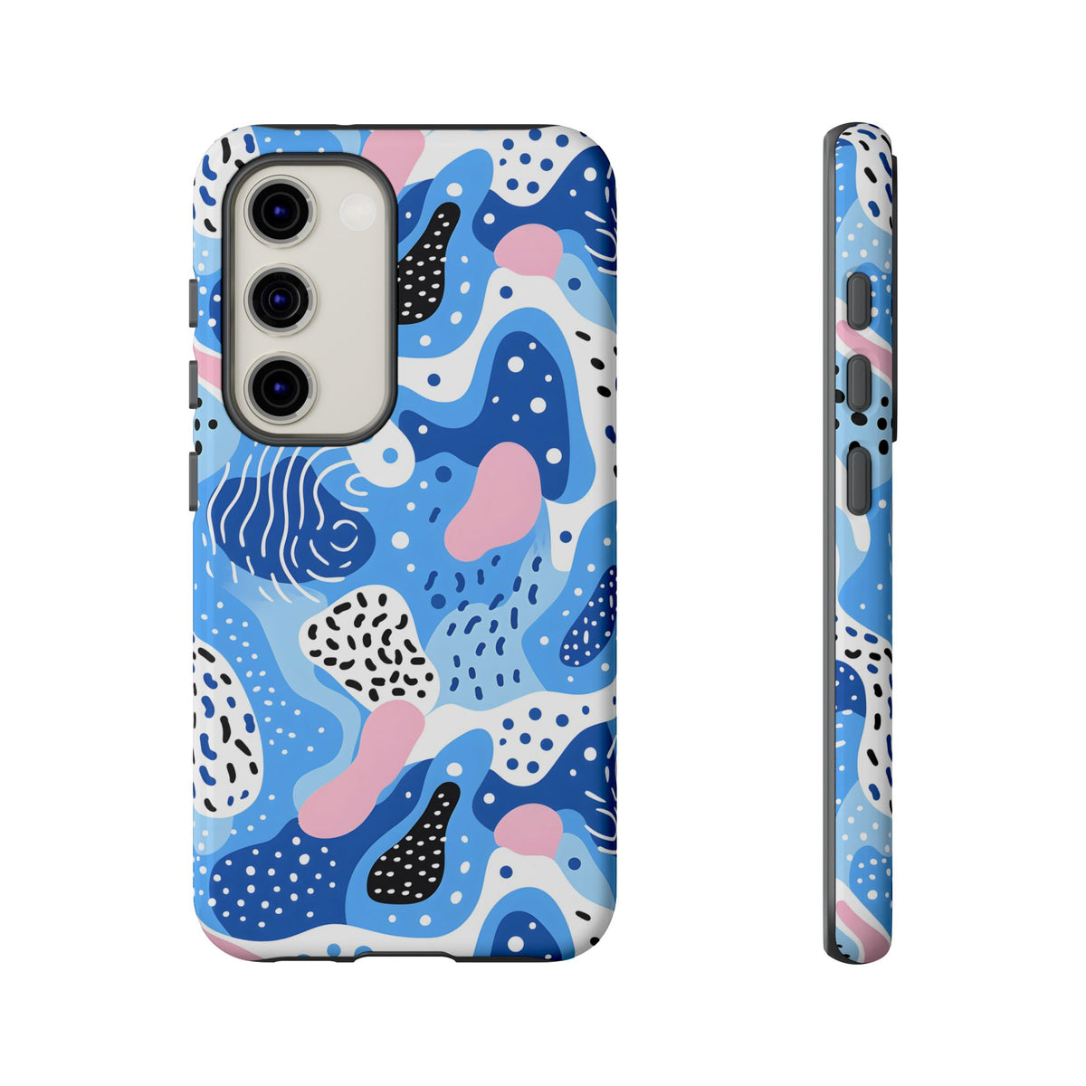 Abstract Baby Blue Memphis Design Phone Case – Sleek and Contemporary Artistry