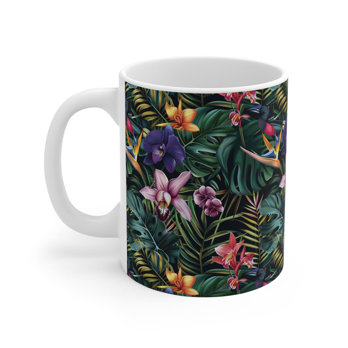 Endless Forest Pattern Coffee Mug - Nature-Inspired Ceramic Drinkware 058