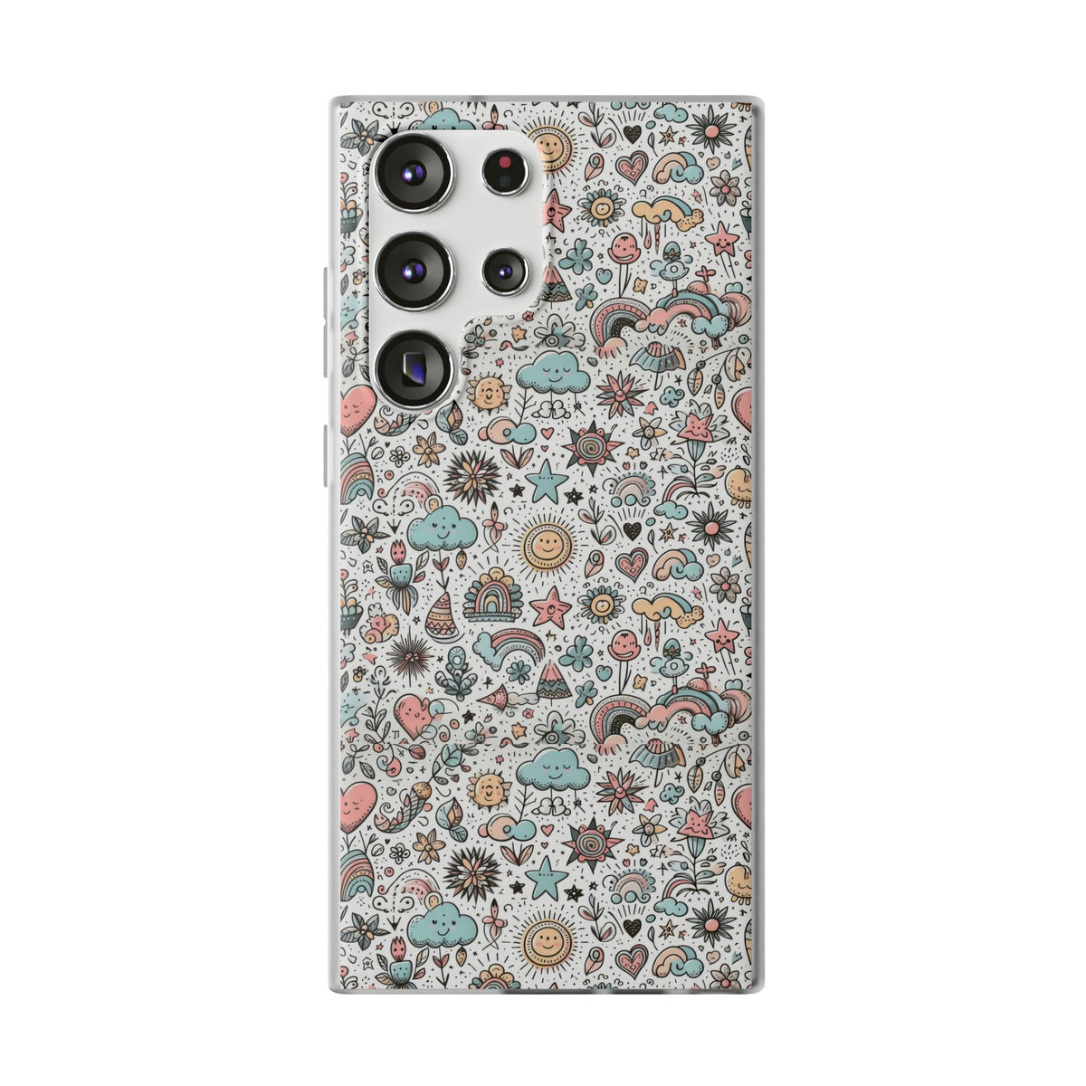 Pastel Doodle Pattern Phone Case – A Playful Touch of Elegance