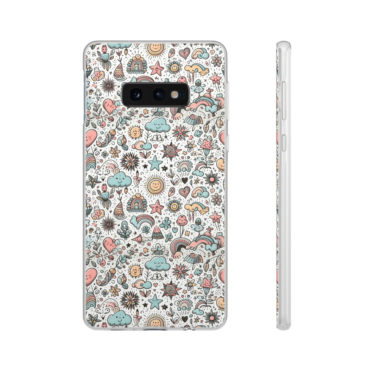 Pastel Doodle Pattern Phone Case – A Playful Touch of Elegance