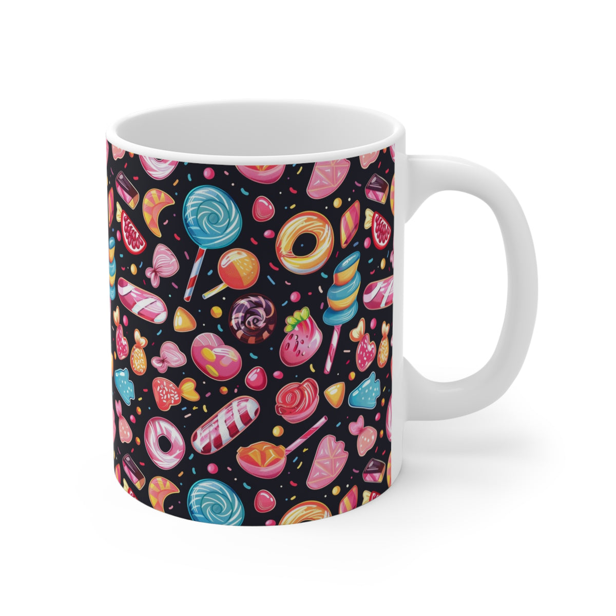 Colorful All-Over Candy Theme Coffee Mug Fun Ceramic Drinkware 454