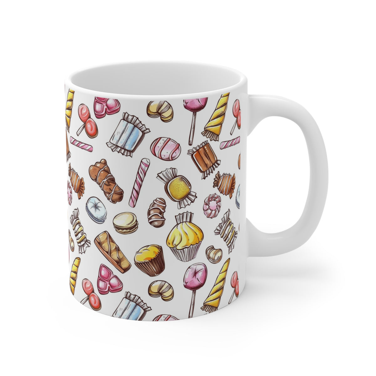 Colorful All-Over Candy Theme Coffee Mug Fun Ceramic Drinkware 263