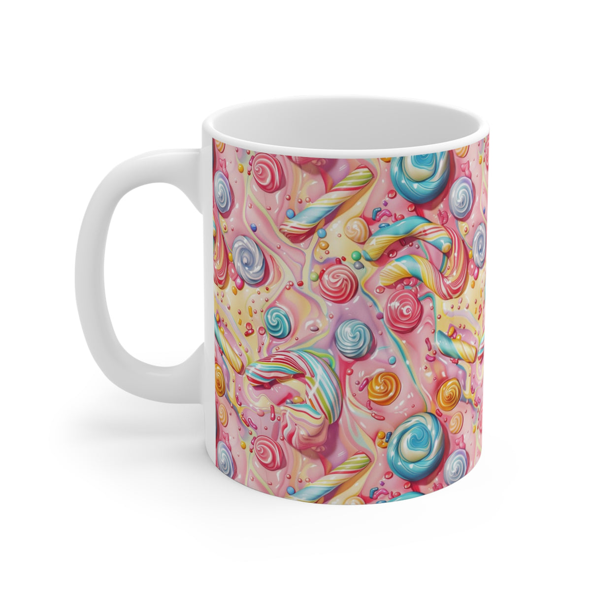 Colorful All-Over Candy Theme Coffee Mug Fun Ceramic Drinkware 091