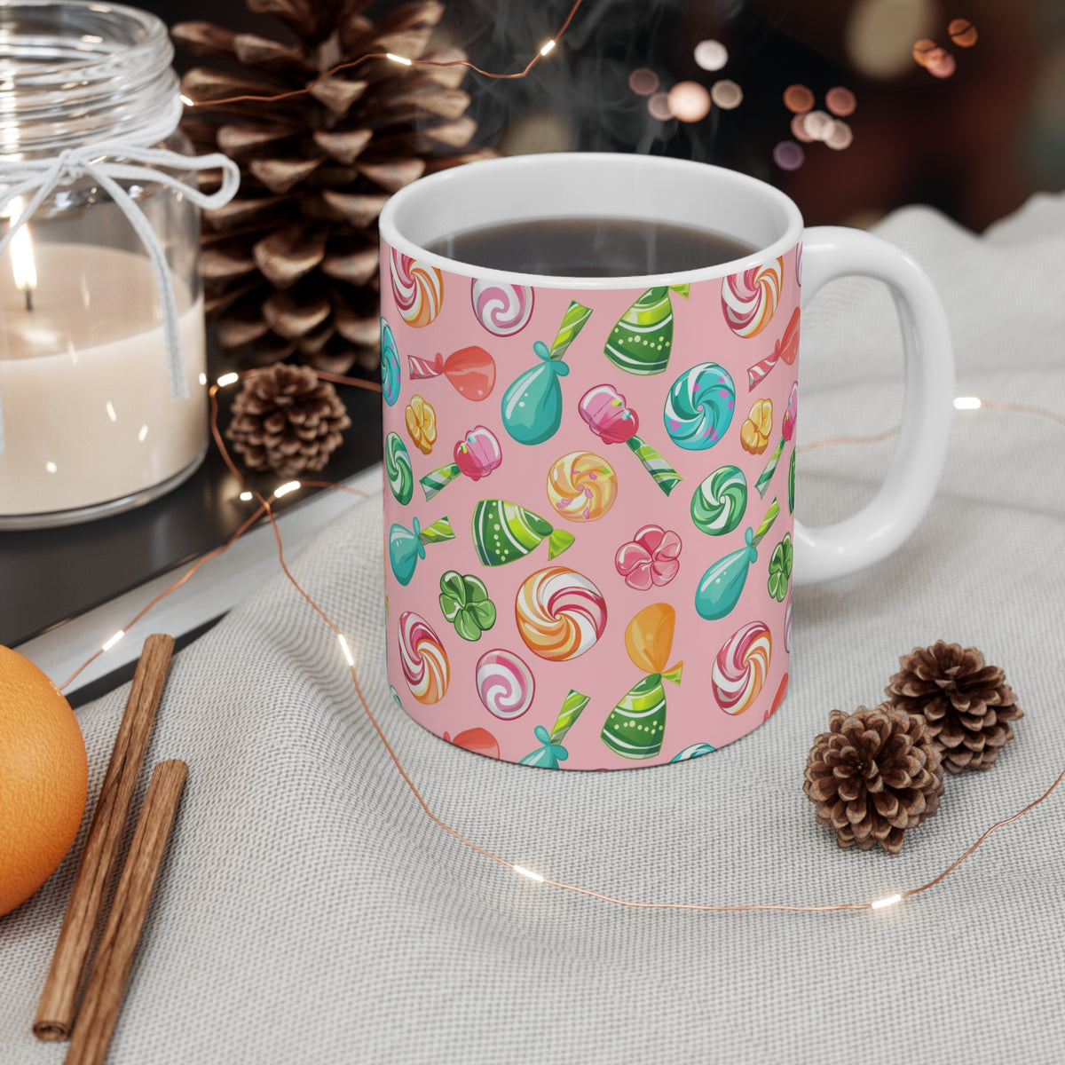 Colorful All-Over Candy Theme Coffee Mug Fun Ceramic Drinkware 344