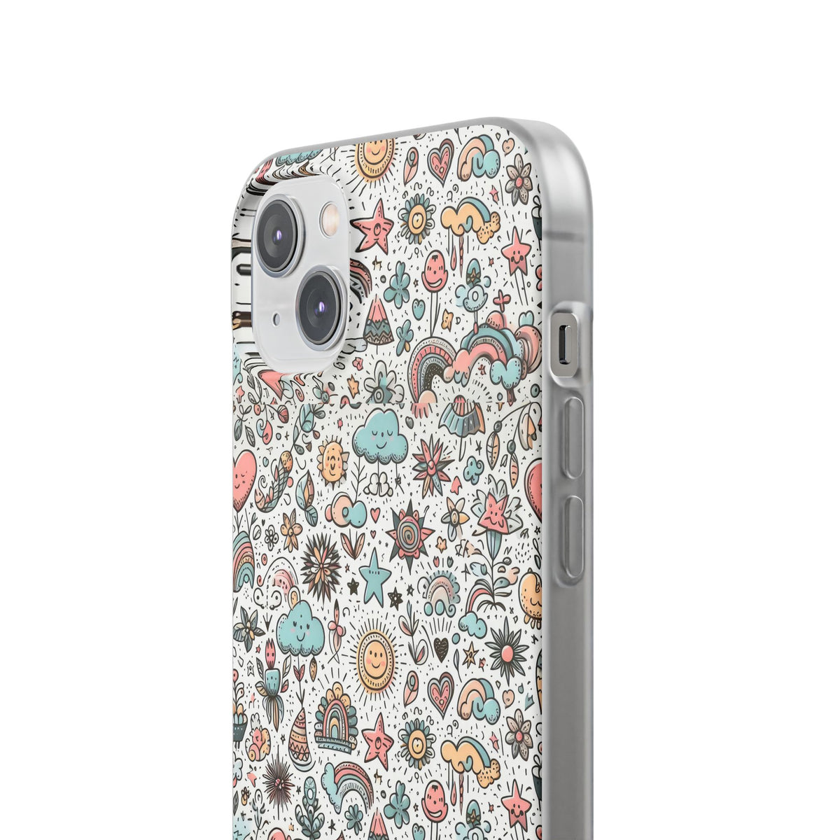 Pastel Doodle Pattern Phone Case – A Playful Touch of Elegance