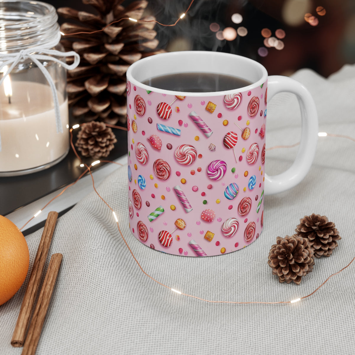 Colorful All-Over Candy Theme Coffee Mug Fun Ceramic Drinkware 352