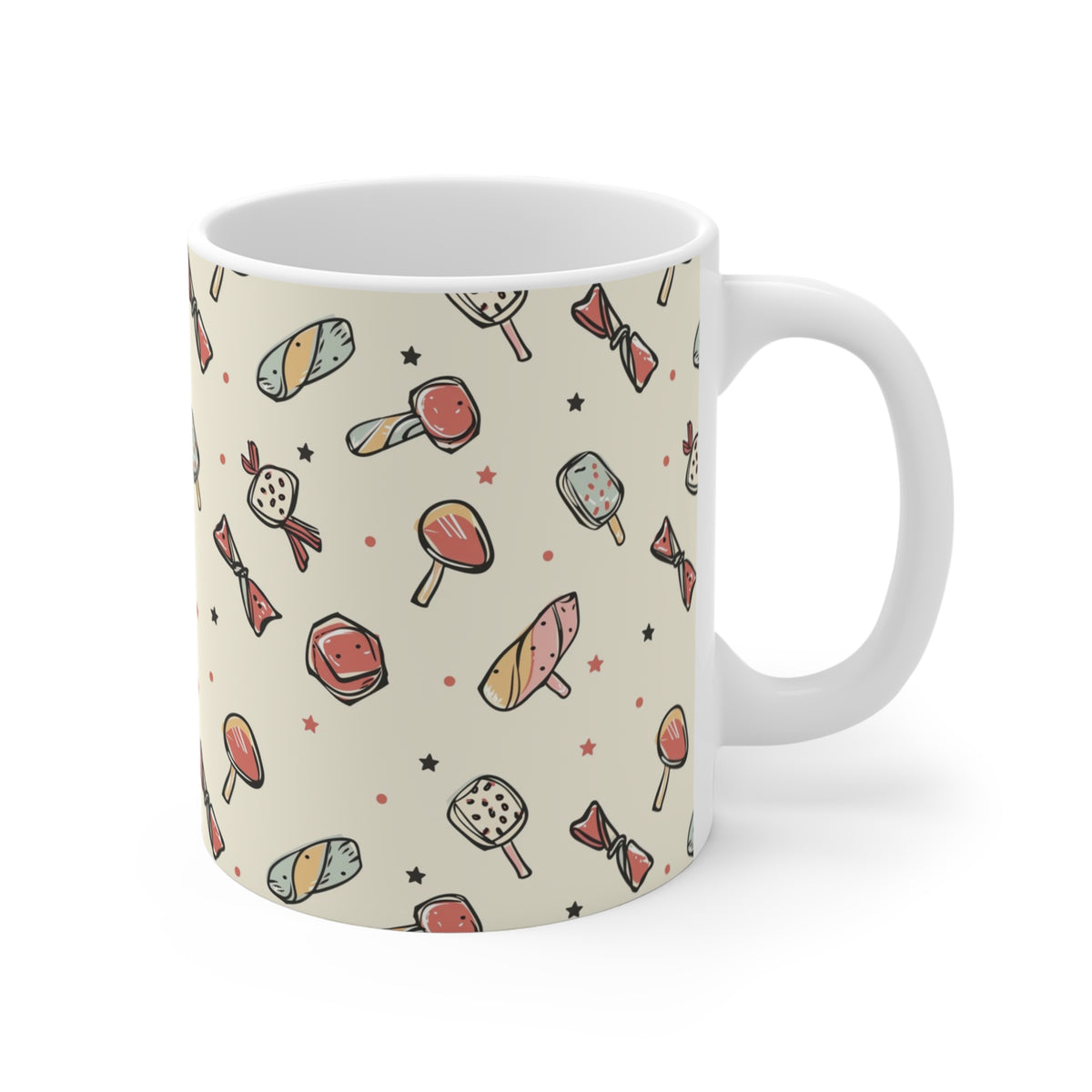 Colorful All-Over Candy Theme Coffee Mug Fun Ceramic Drinkware 247