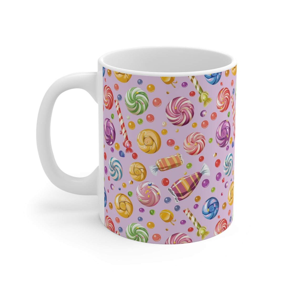 Colorful All-Over Candy Theme Coffee Mug Fun Ceramic Drinkware 485