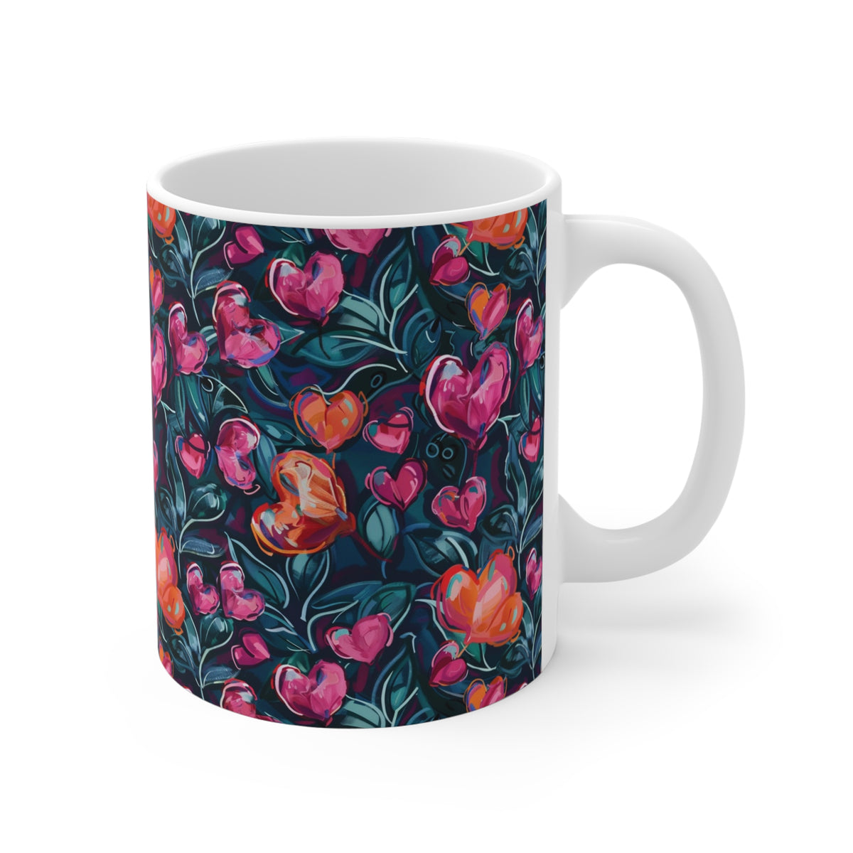 Colorful Heart Design Coffee Mug - Endless Love Pattern Ceramic Cup 341