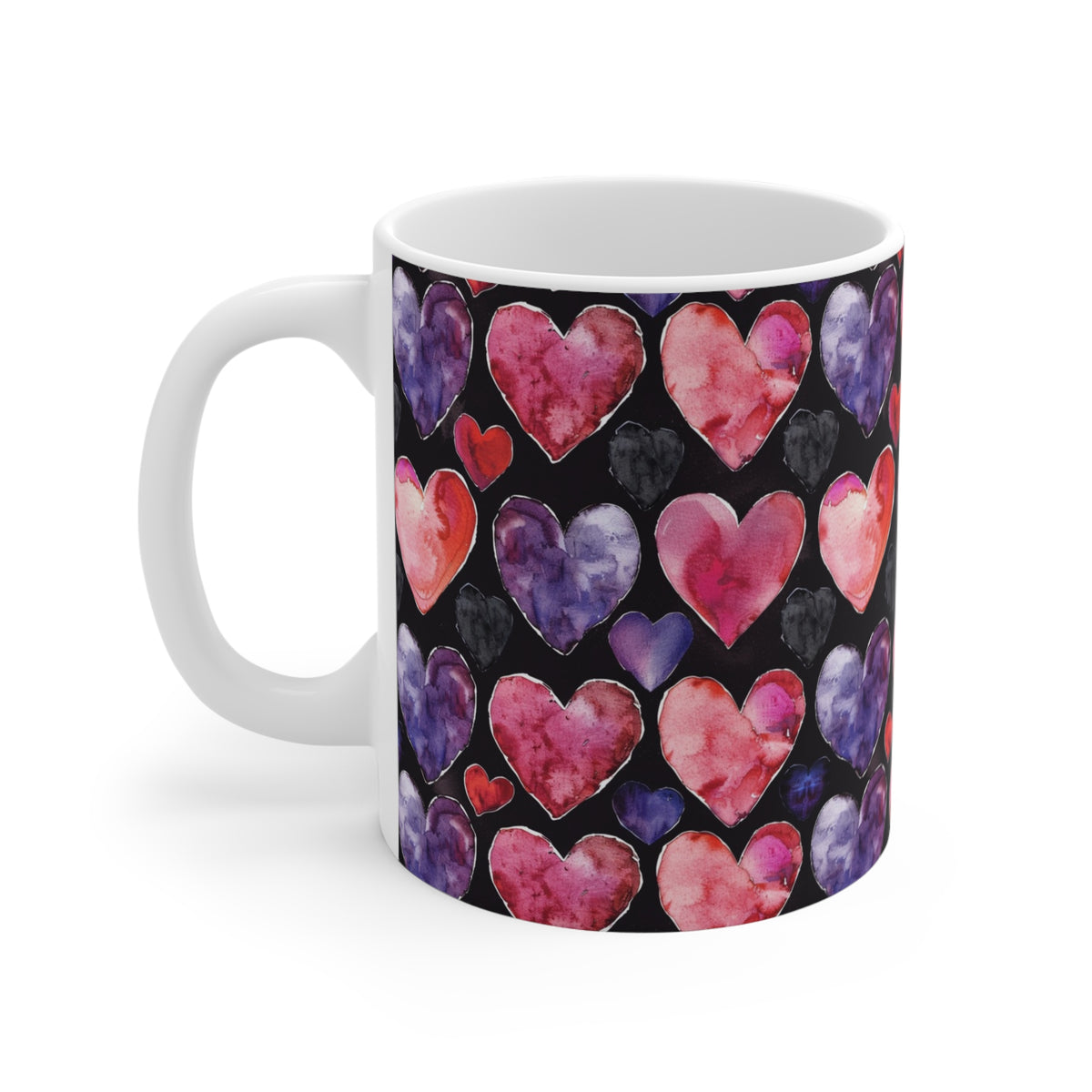 Colorful Heart Design Coffee Mug - Endless Love Pattern Ceramic Cup 769